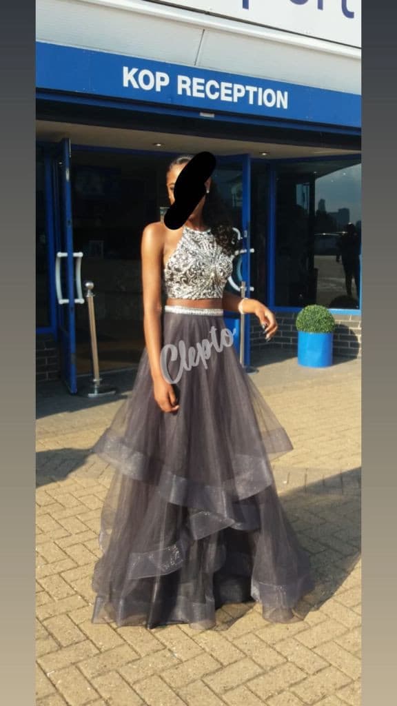 Stunning Grey Prom Dress Two-Piece - Size S